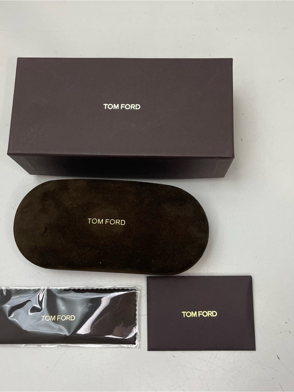 NEW Tom Ford Glasses Brown Case & Box, Cleaning Cloth~ Empty Case ~ No glasses